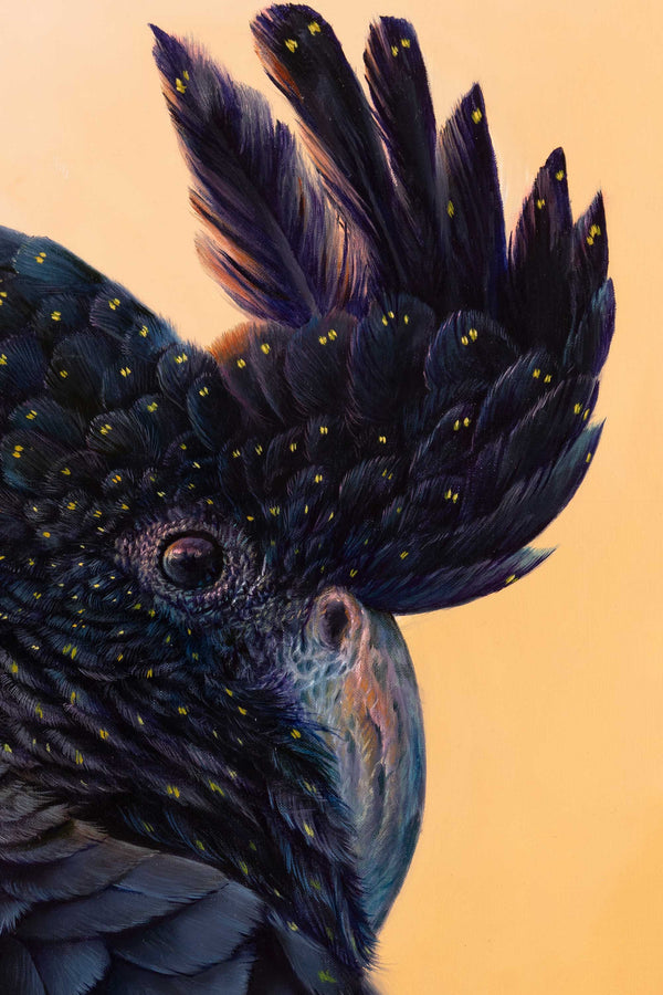 Close up of the hidden red tail original oil painting by Swapnil Nevgi