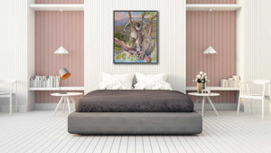'Sleeping Beauty' an original painting by artist Swapnil Nevgi shown in a room setting