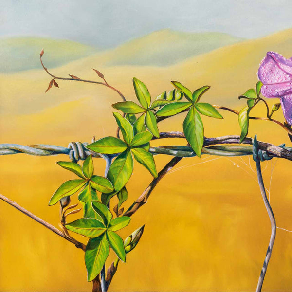 Close up image of Floral Affair original painting showing details of the leaves