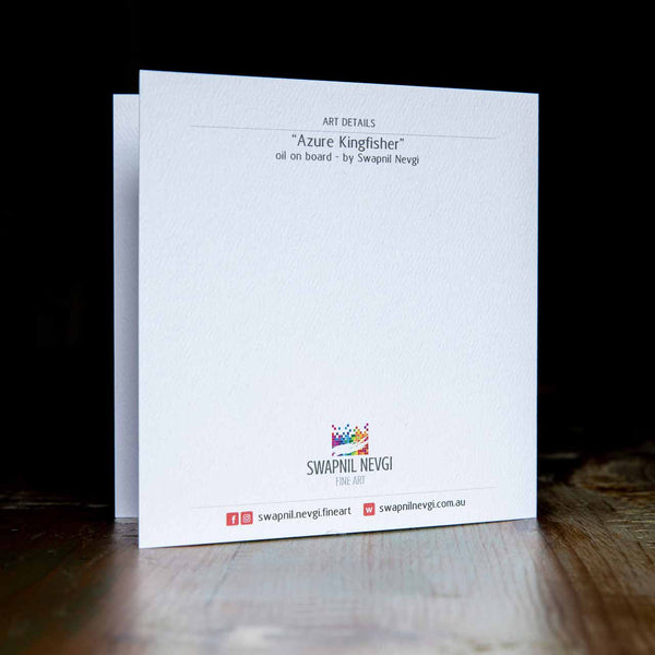 greeting card back - azure kingfisher - by Swapnil Nevgi Fine Art