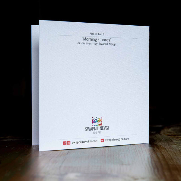 greeting card back - Morning Chores - by Swapnil Nevgi Fine Art