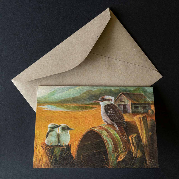 greeting card - Outback Kookaburra shown with the envelope supplied - by Swapnil Nevgi Fine Art