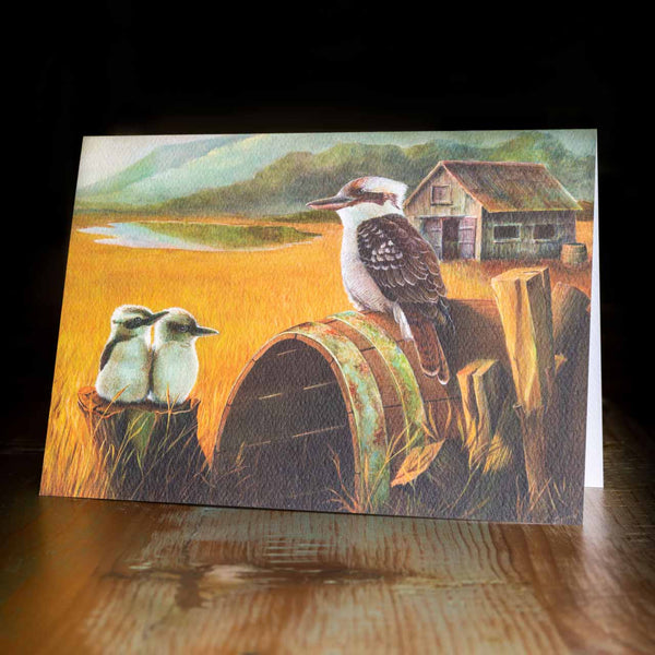 Greeting card - made from art print of my original art - Outback Kookaburra - by Swapnil Nevgi Fine Art