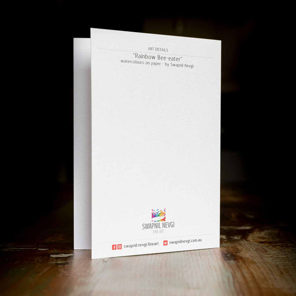 greeting card back - rainbow bee-eater - by Swapnil Nevgi Fine Art