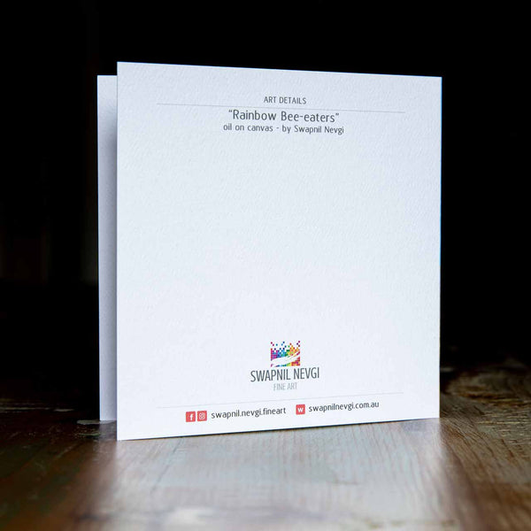 greeting card back - Rainbow Bee-eaters - by Swapnil Nevgi Fine Art