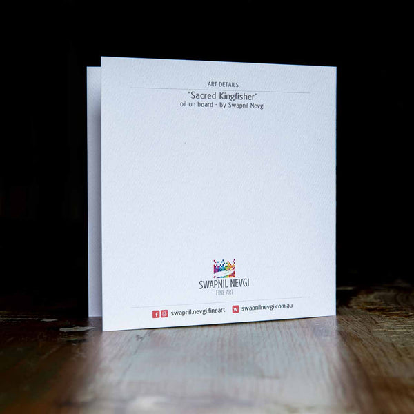 greeting card back - sacred kingfisher - by Swapnil Nevgi Fine Art