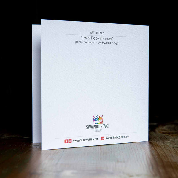 greeting card back - two kookaburras - by Swapnil Nevgi Fine Art