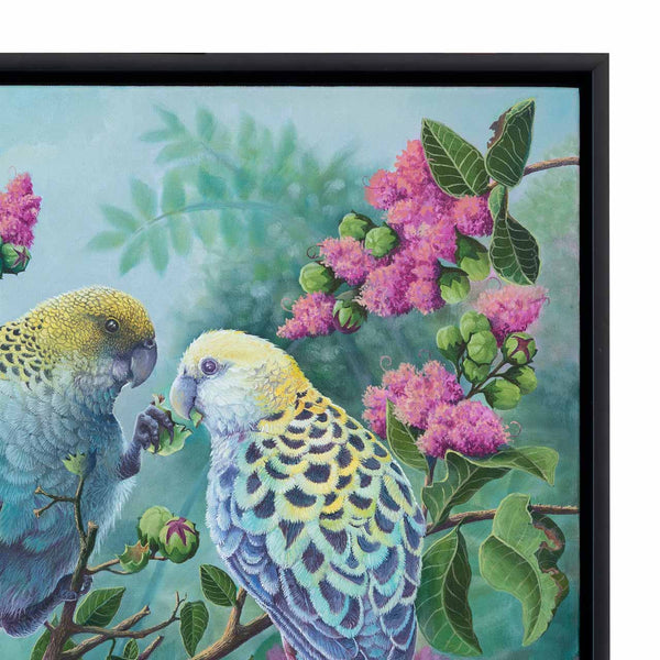 Close up of the frame - front view of Two souls original painting