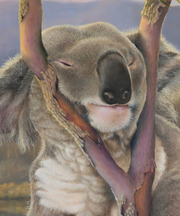 close up of koala in painting sleeping beauty by Swapnil Nevgi