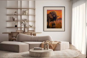 Wall art - fine art print of elephant painting 'Big Brother' by Swapnil Nevgi shown in situ