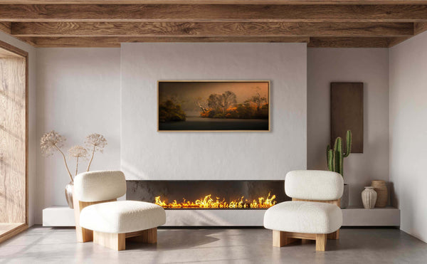 Dancing Tree photography wall art shown in situ in a lounge room.