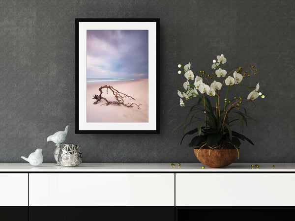 'Driftwood Story' photo wall art by Swapnil Nevgi in situ