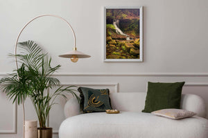 Horseshoe Falls photo wall art shown in lounge room