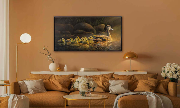 Original painting 'Nurturing Mother' by Swapnil Nevgi Fine Art shown in home like setting