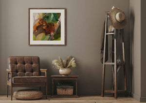 Wall art - fine art print of piggyback baby, possum original painting by Swapnil Nevgi in situ