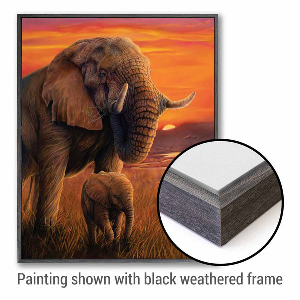 Original painting for sale - elephant painting framing option with black frame - by Swapnil Nevgi Fine Art