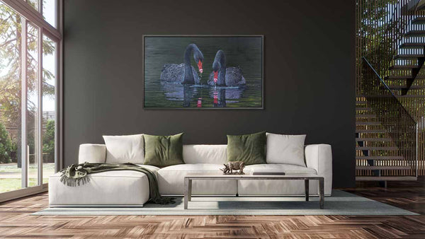 Original painting black magic shown in room setting to give you a better idea of what it will look like at your home