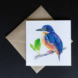 greeting card - azure kingfisher shown with the envelope supplied - by Swapnil Nevgi Fine Art