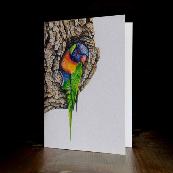 Greeting card - made from art print of my original art - rainbow lorikeet - by Swapnil Nevgi Fine Art