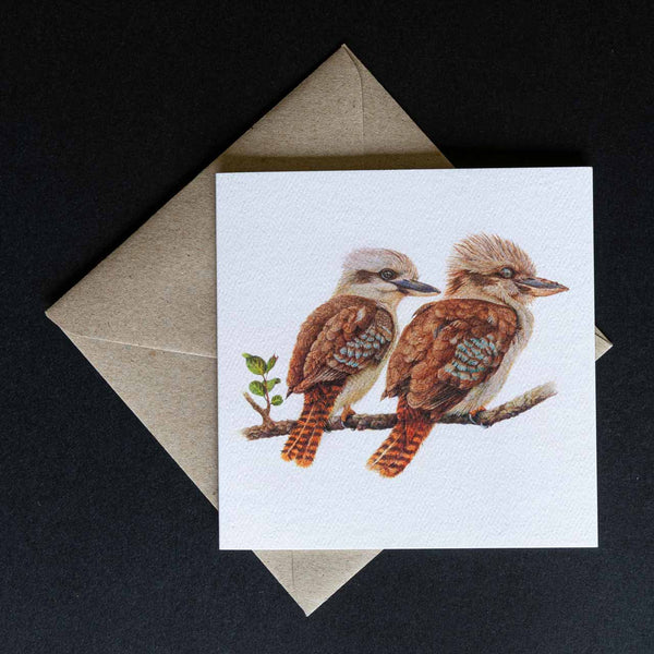 greeting card - two kookaburras shown with the envelope supplied - by Swapnil Nevgi Fine Art