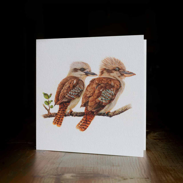 Greeting card - made from art print of my original art - two kookaburras - by Swapnil Nevgi Fine Art