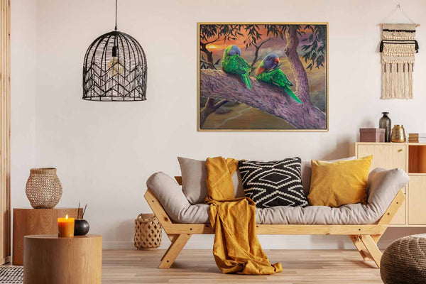 Morninng Chores original painting shown in room like setting for better visualisation purposes