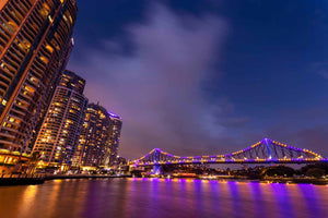 fine art photography print of the story bridge and the Brisbane city at night
