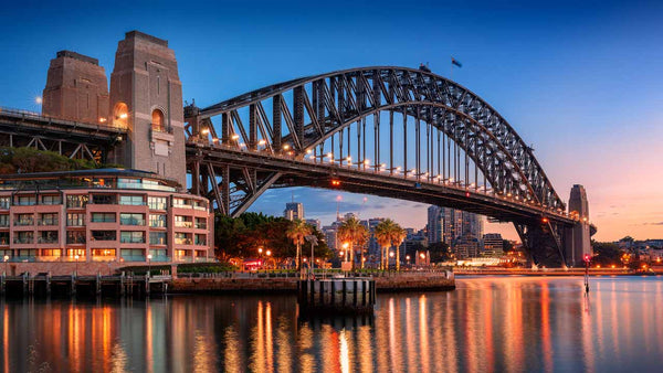 Fine art photography print of harbour Bridge in Sydney just after the sunrise