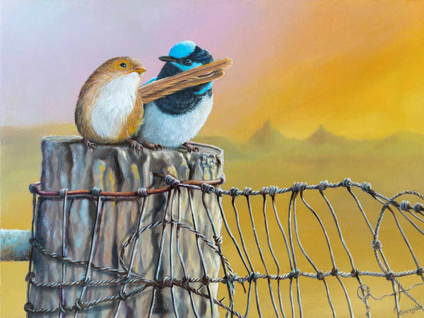 wall art of blue fairy wren painting available for your beautiful home as paper print in various sizes - created from my original painting